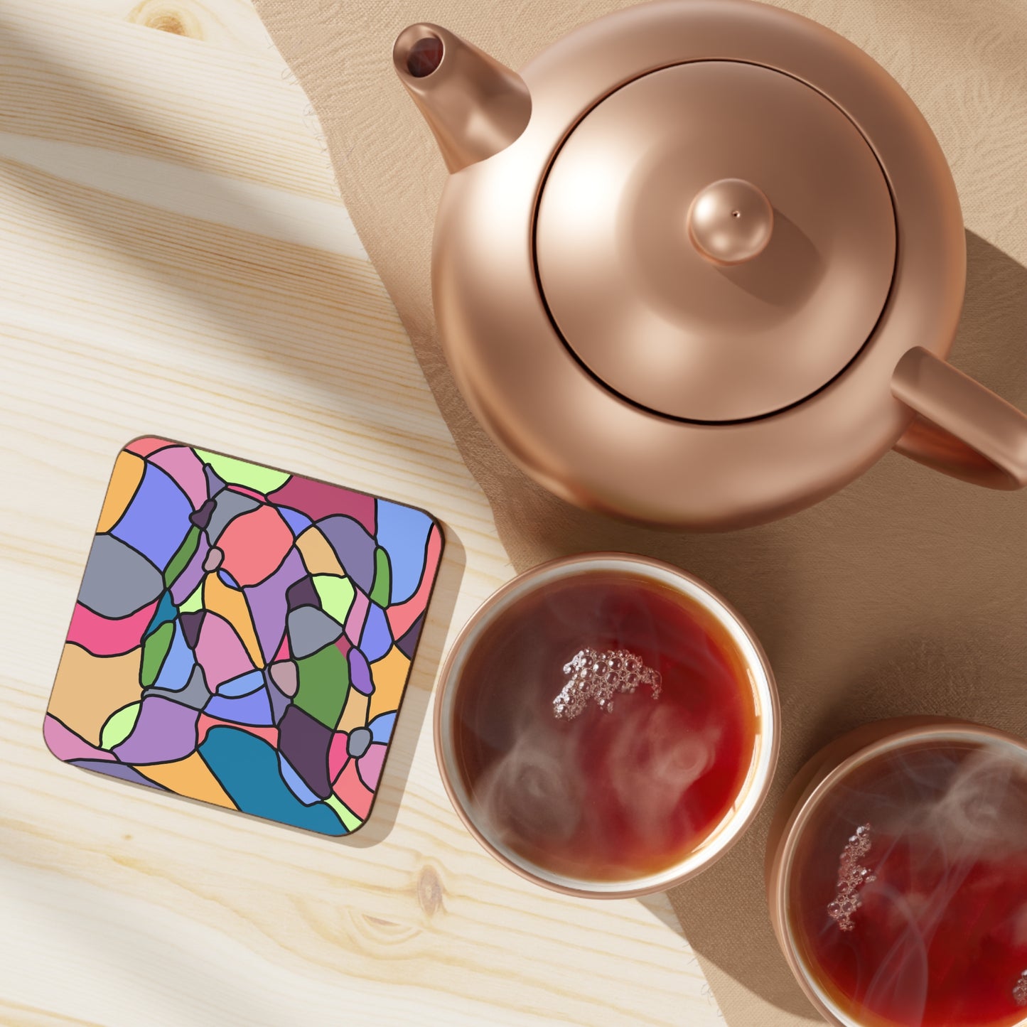 Abstract Color Block Hardboard Coaster (Art Therapy Design 1)