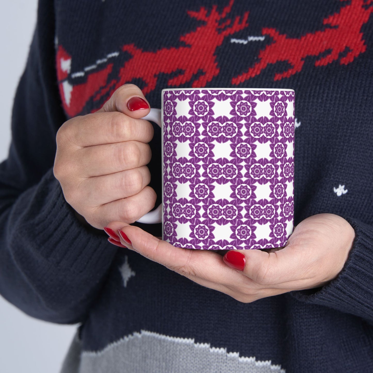 Aesthetic Purple Pattern Ceramic Mug (11oz)