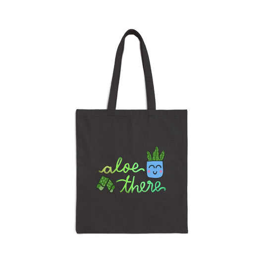 Aloe There Cute Art Print Cotton Canvas Tote Bag