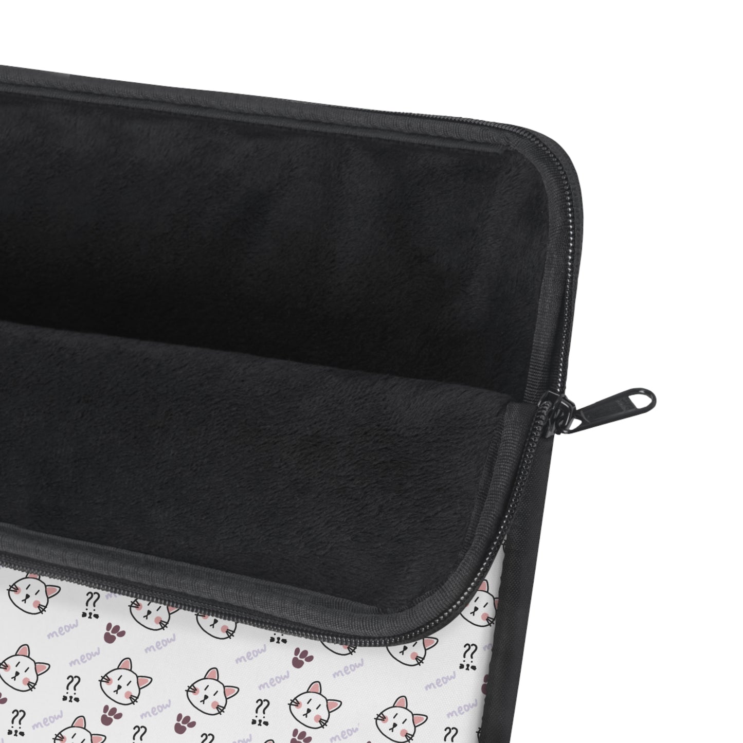 Cute Cat Pattern Laptop Sleeve – White Kitty Print Protective Cover
