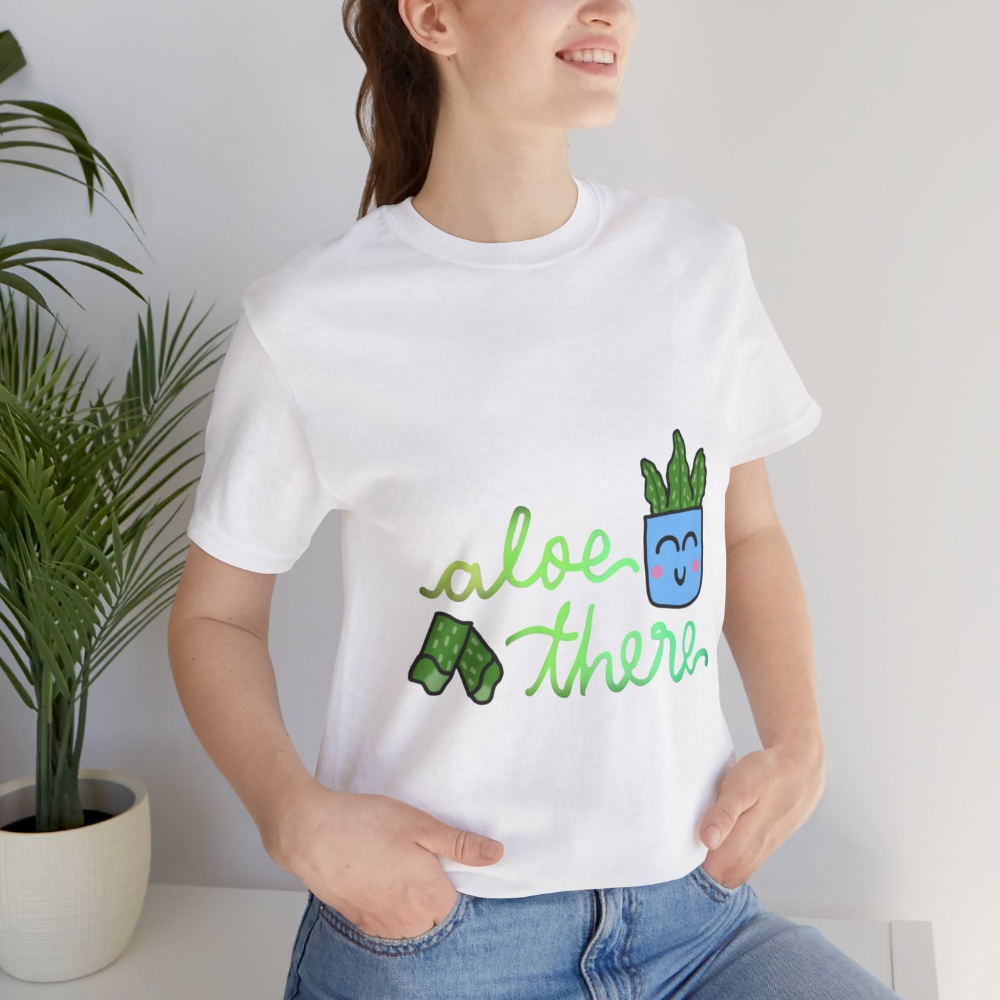 Aloe There Cute Art Print Unisex Jersey Short Sleeve Tee