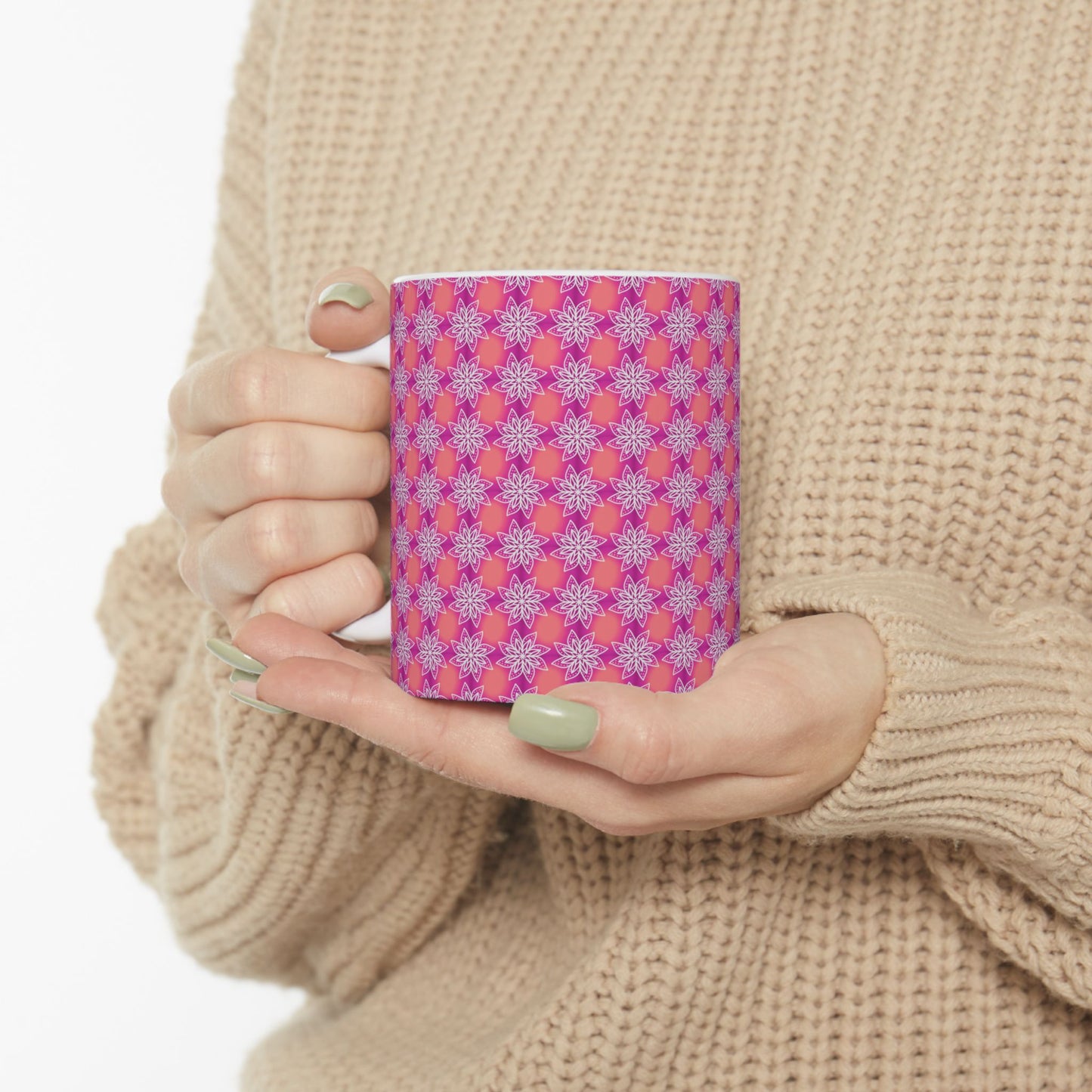 Aesthetic Mandala Pink Pattern Ceramic Mug (11oz)