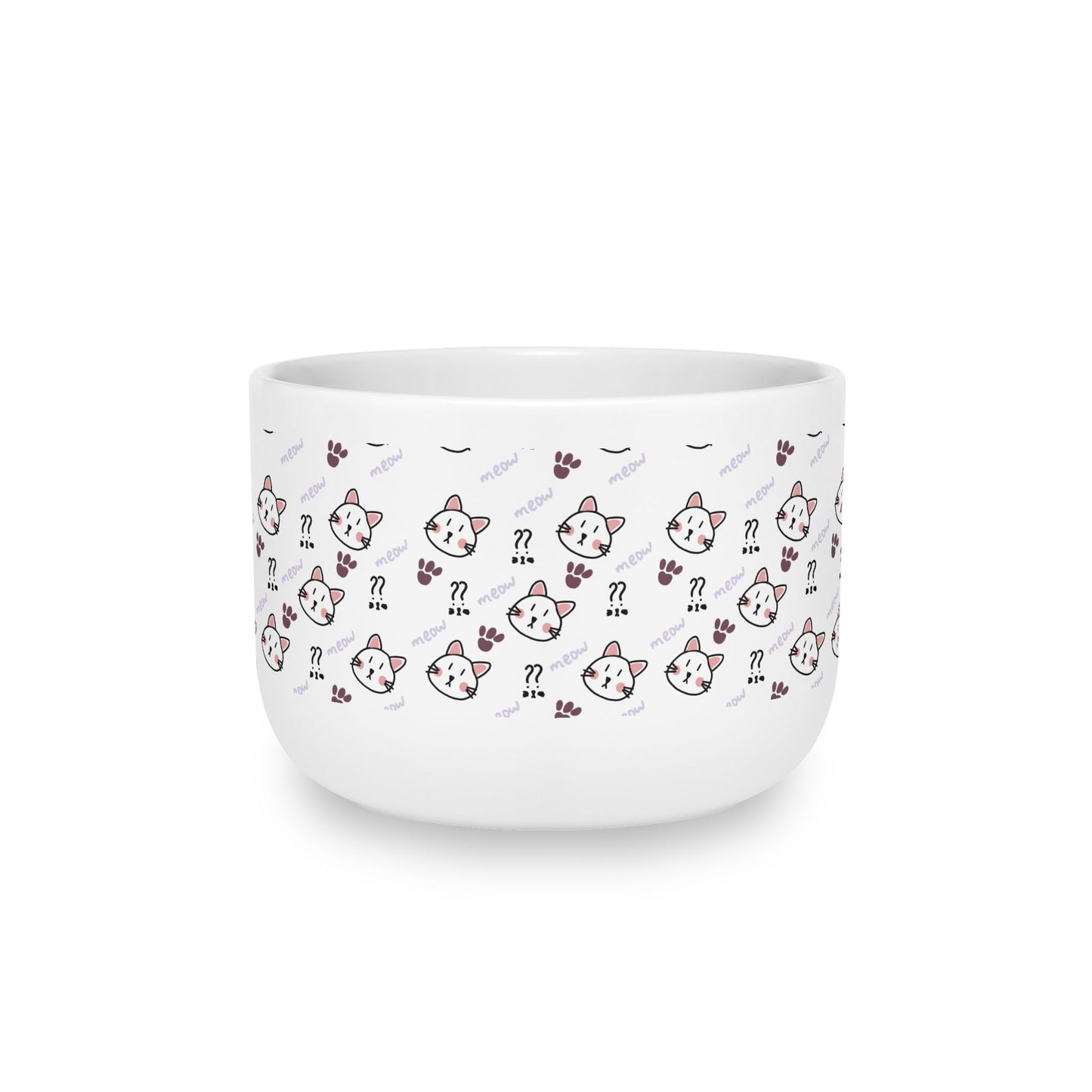Cute Cat Pattern White Ceramic Latte Mug, 25oz (Mascot Theme)