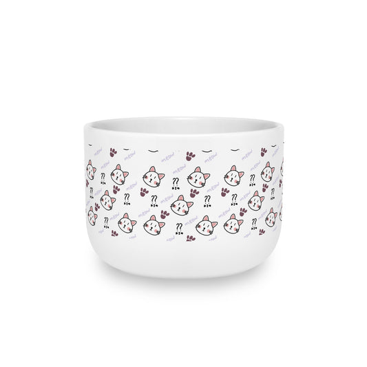 Cute Cat Pattern White Ceramic Latte Mug, 25oz (Mascot Theme)