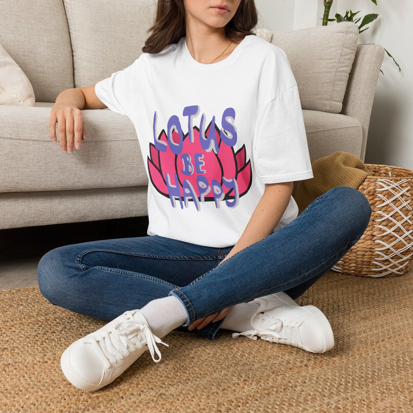 Lotus Be Happy Whimsical Unisex Soft Cotton Tee