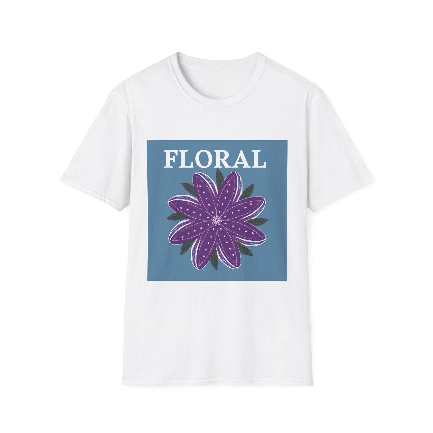 Floral Purple Flower Sketch Aesthetic Unisex Softstyle Tee