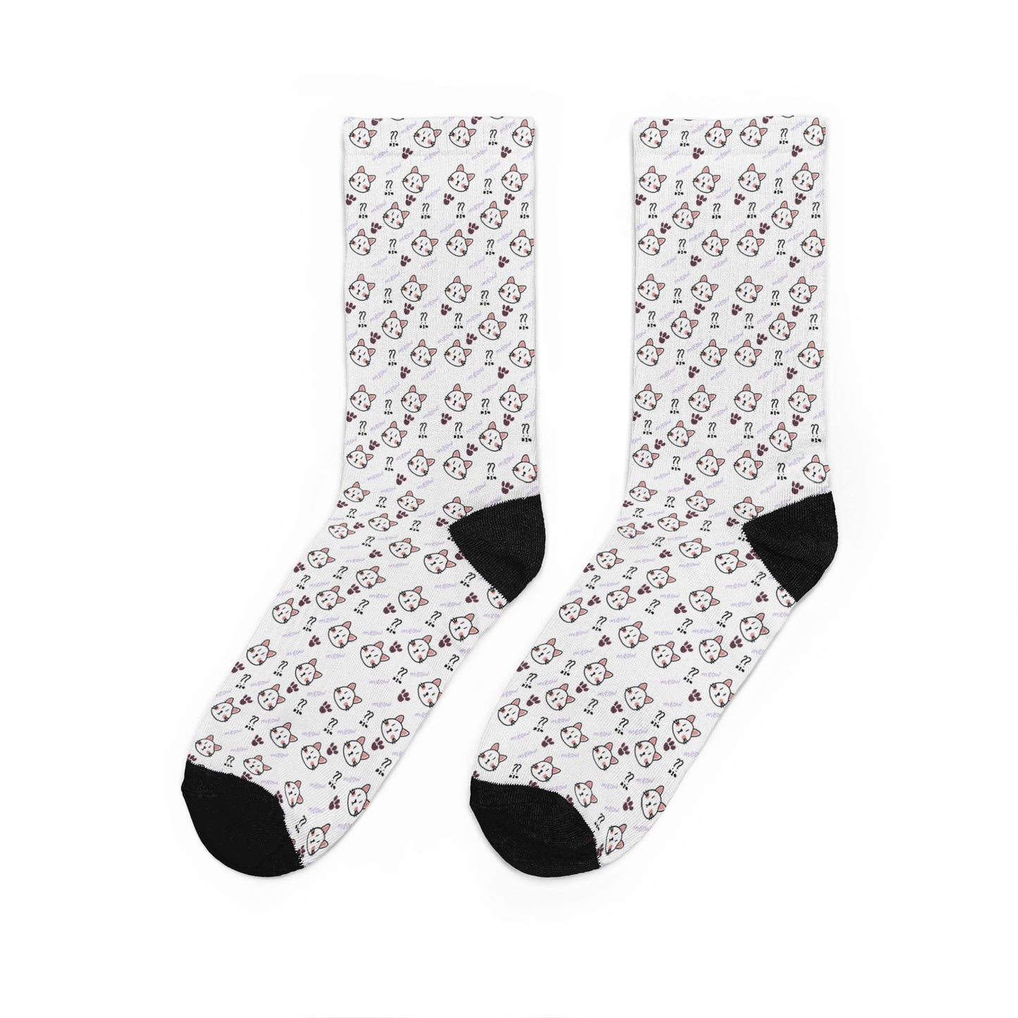 Cute Cat Pattern Padded Crew Socks (Mascot Theme)