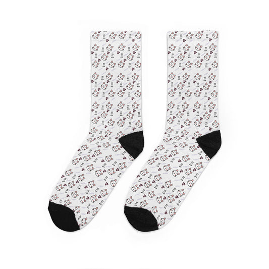 Cute Cat Pattern Padded Crew Socks (Mascot Theme)