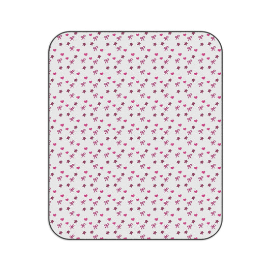 Pink Coquette Star Heart Lightweight Waterproof Picnic Blanket