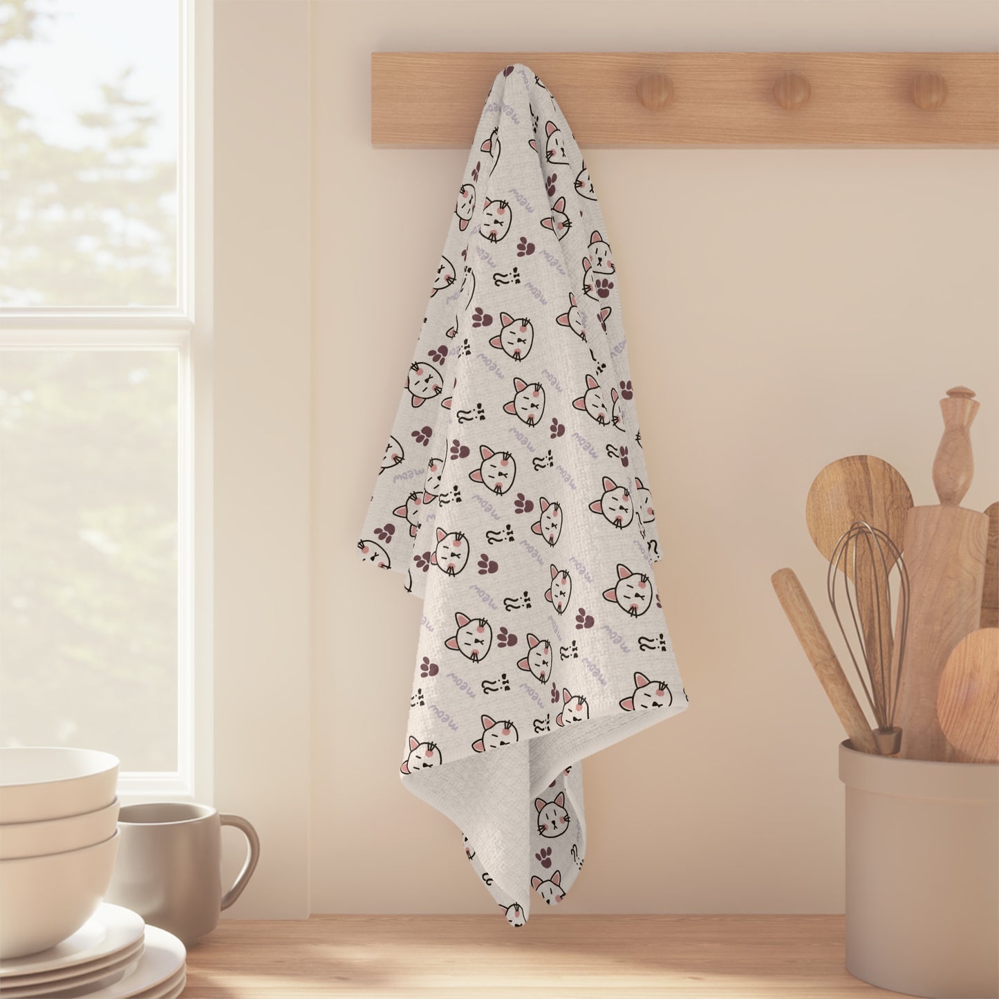 Cute Cat Pattern Microfiber Tea Towel — Cozy Kitchen Decor