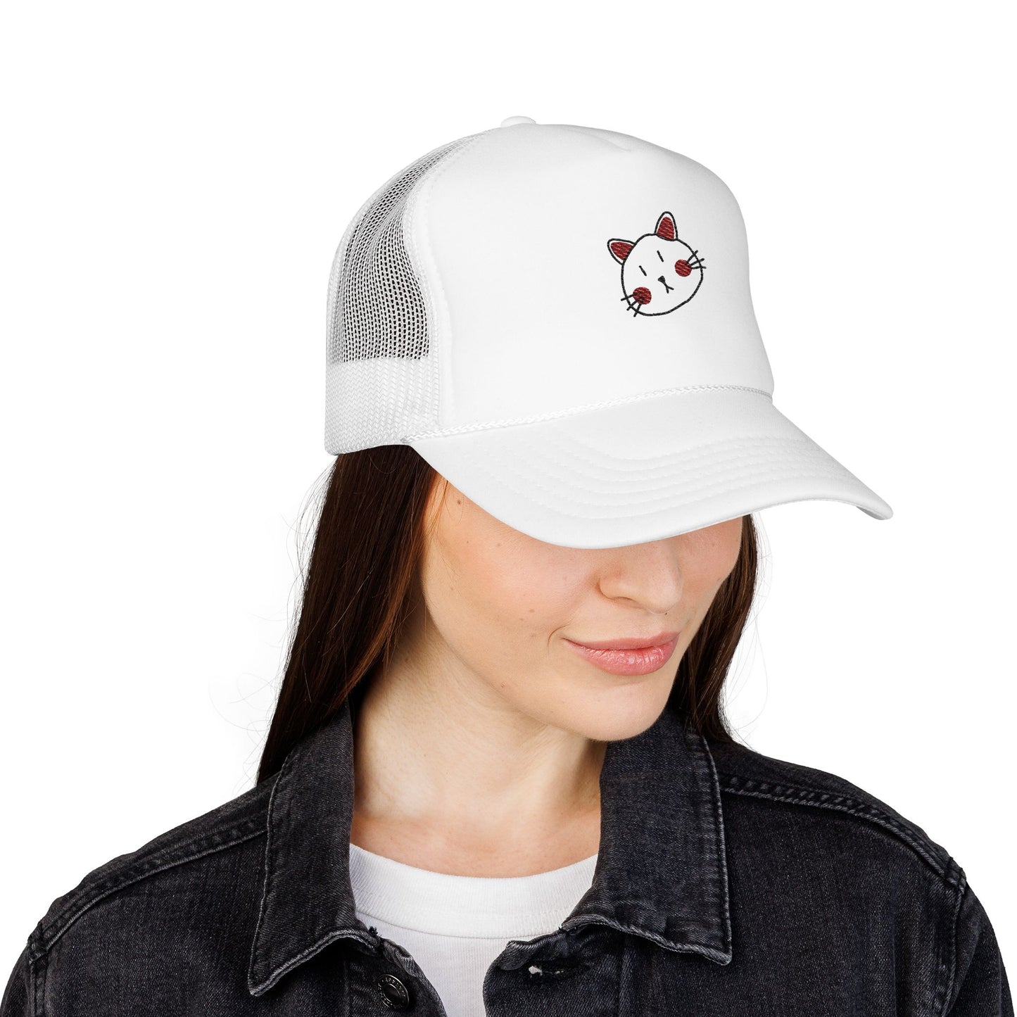 Embroidered Kawaii Cat Trucker Hat