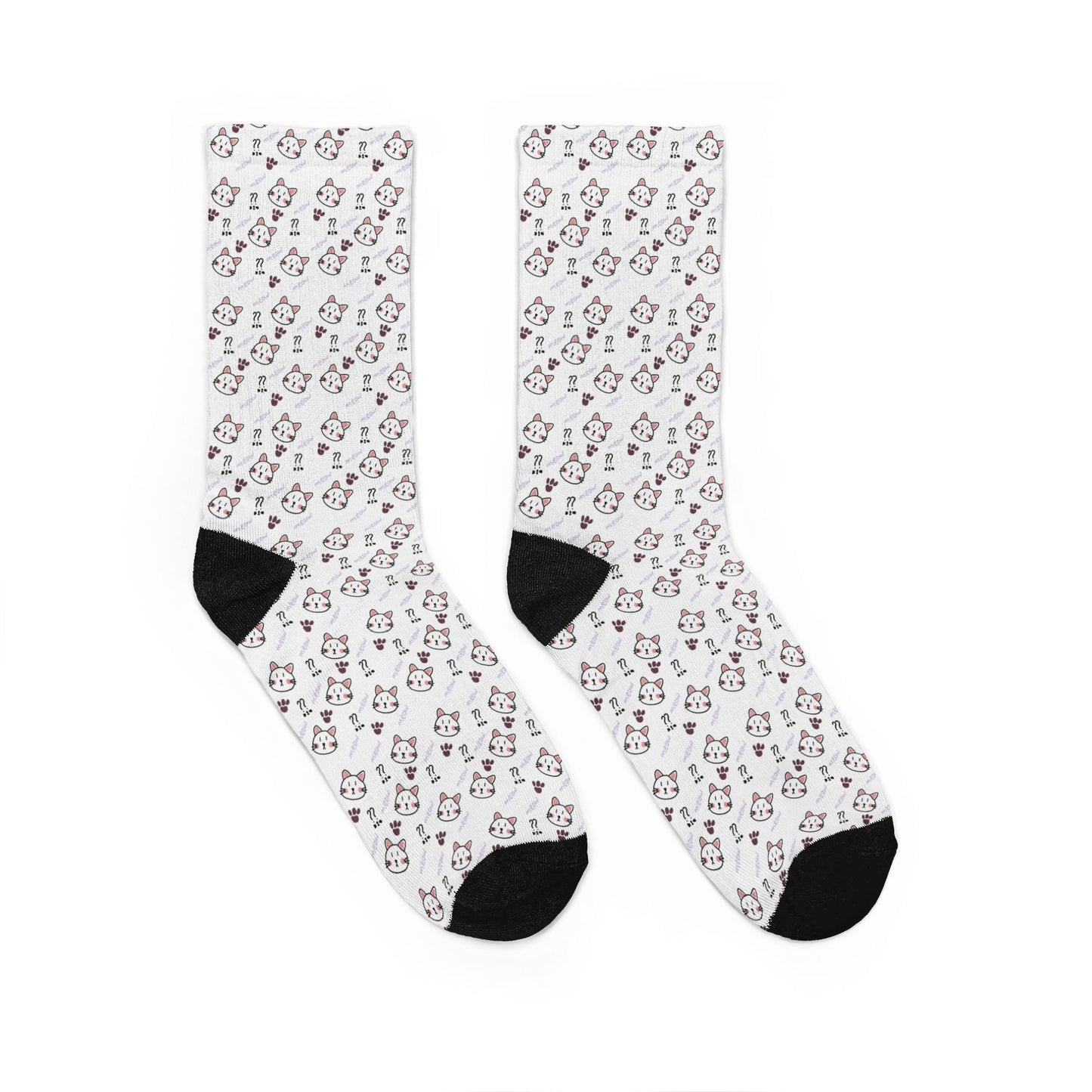 Cute Cat Pattern Padded Crew Socks (Mascot Theme)