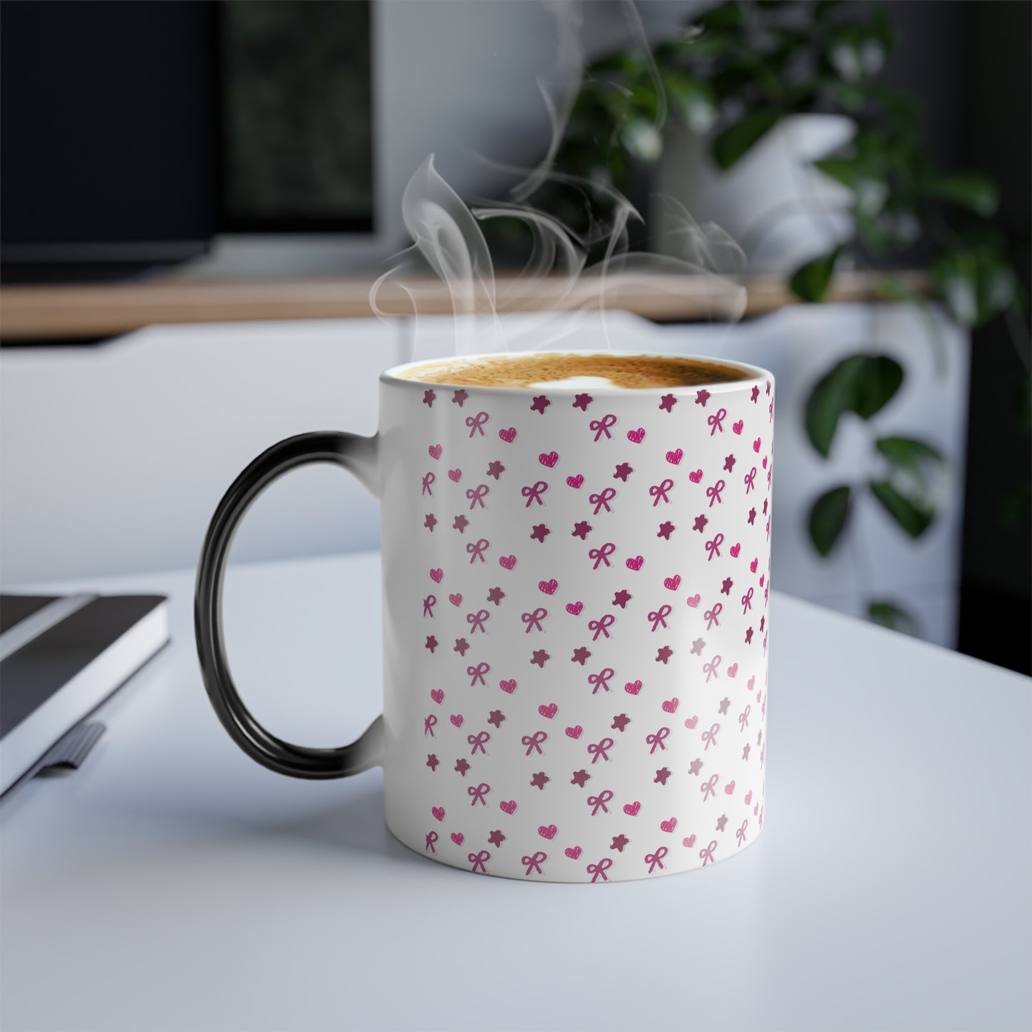 Pink Bow Heart Star Pattern Color-Changing Mug (11oz)