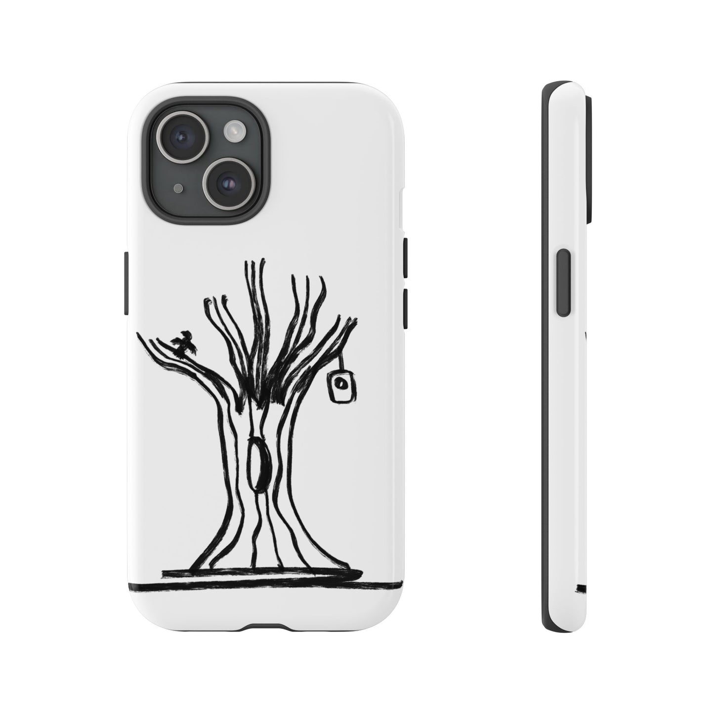 We are a Part of Nature, Monochrome Tree Hardcover Phone Case