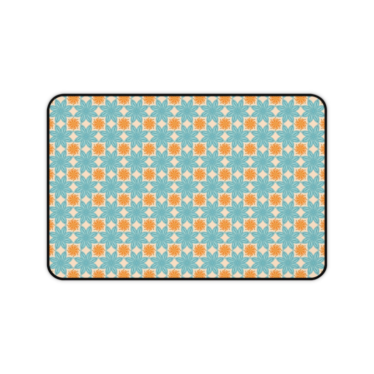 Orange & Blue Floral Aesthetic Desk Mat