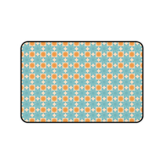 Orange & Blue Floral Aesthetic Desk Mat