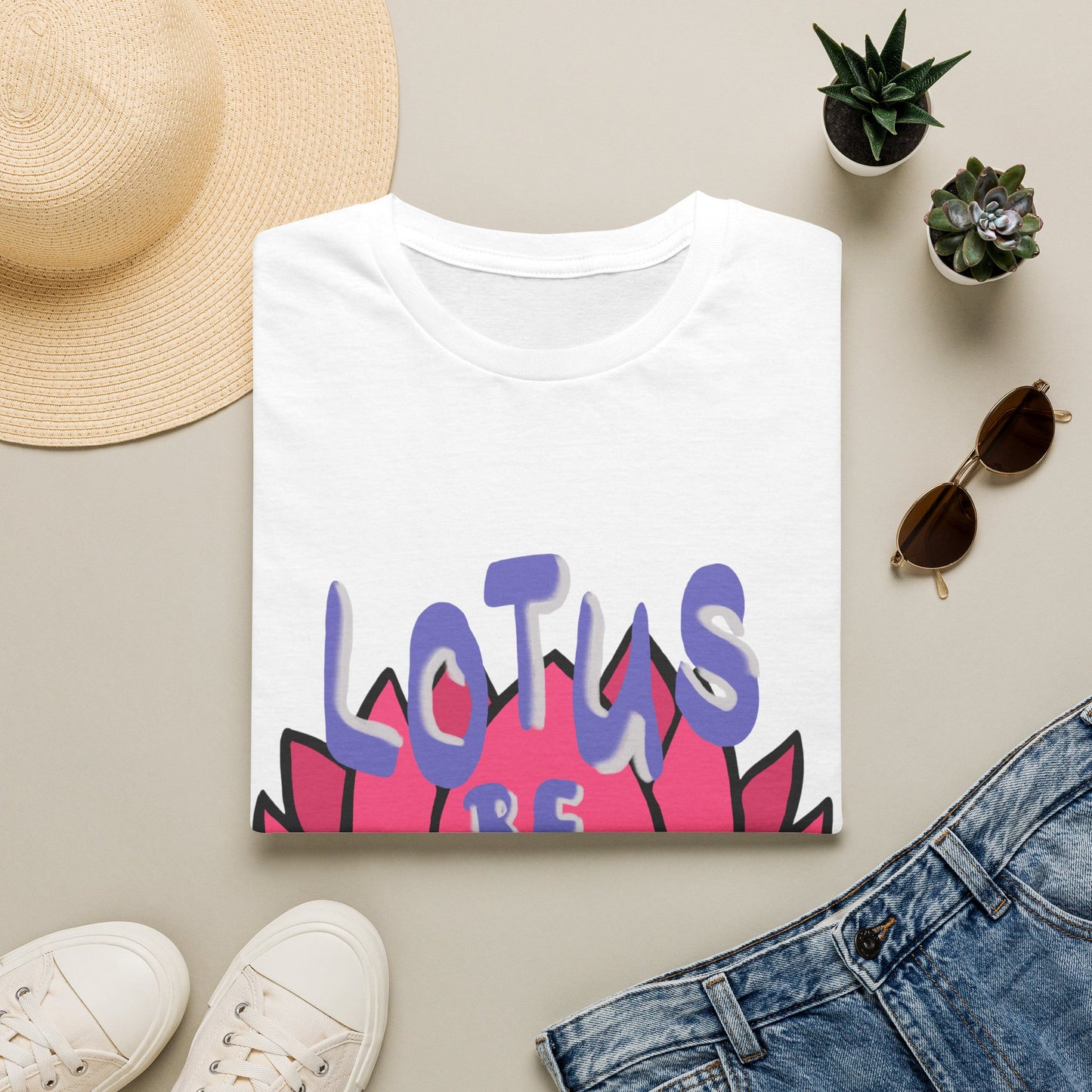 Lotus Be Happy Whimsical Unisex Soft Cotton Tee