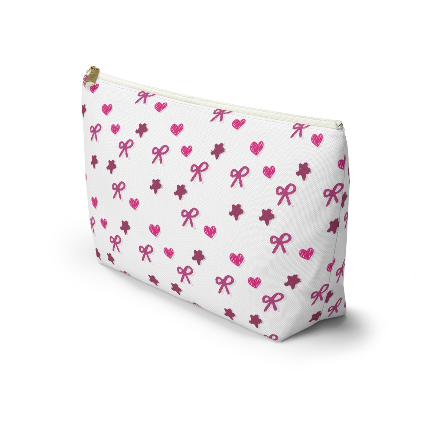 Pink Bows Hearts and Stars Accessory T-Bottom Pouch