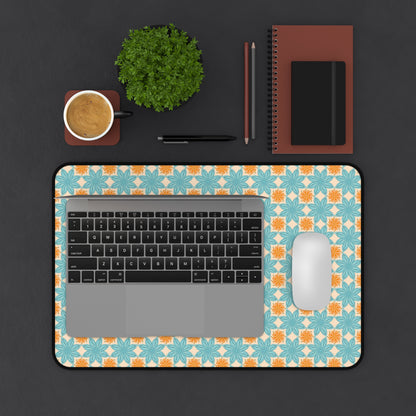 Orange & Blue Floral Aesthetic Desk Mat