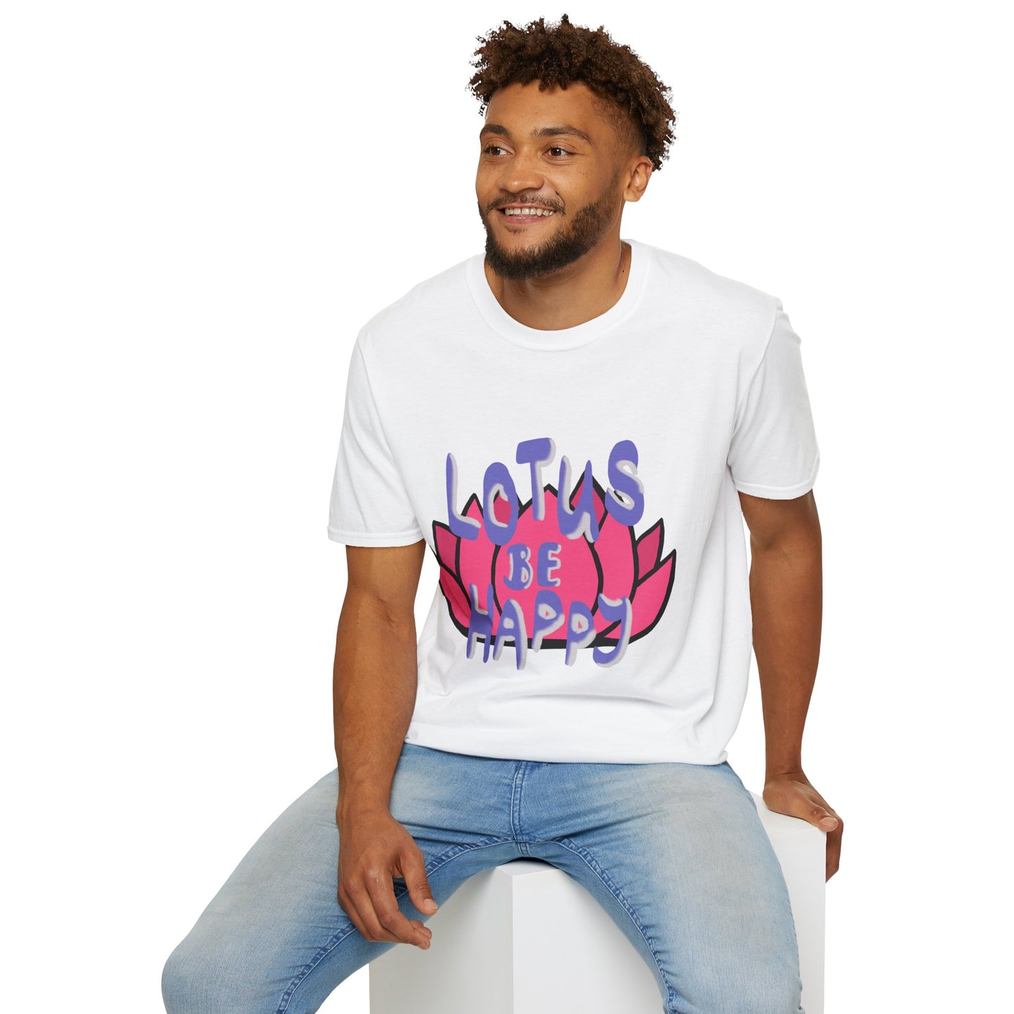 Lotus Be Happy Whimsical Unisex Soft Cotton Tee