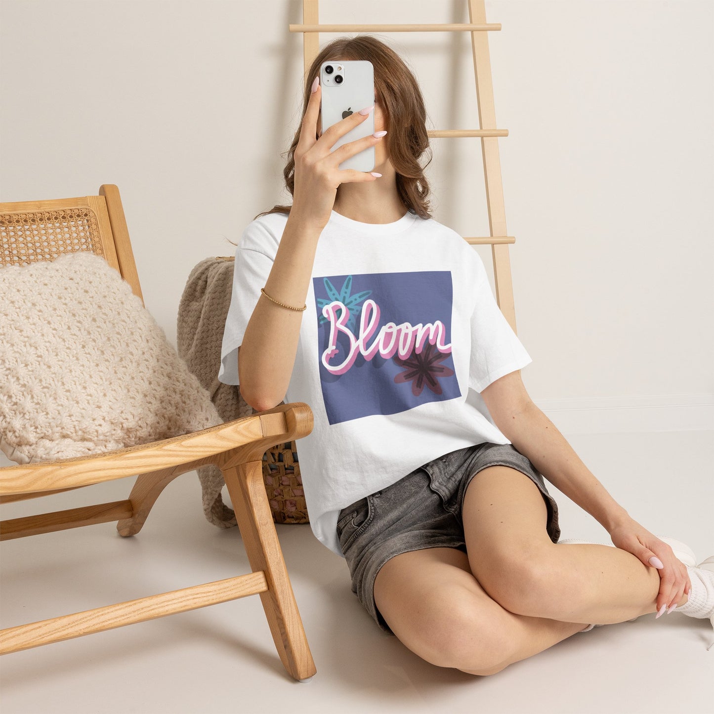 Purple Floral Bloom Unisex Heavy Cotton Tee