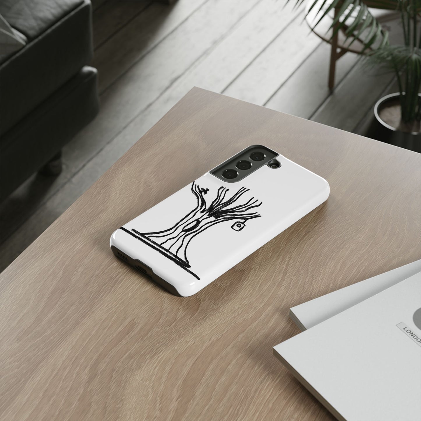 We are a Part of Nature, Monochrome Tree Hardcover Phone Case