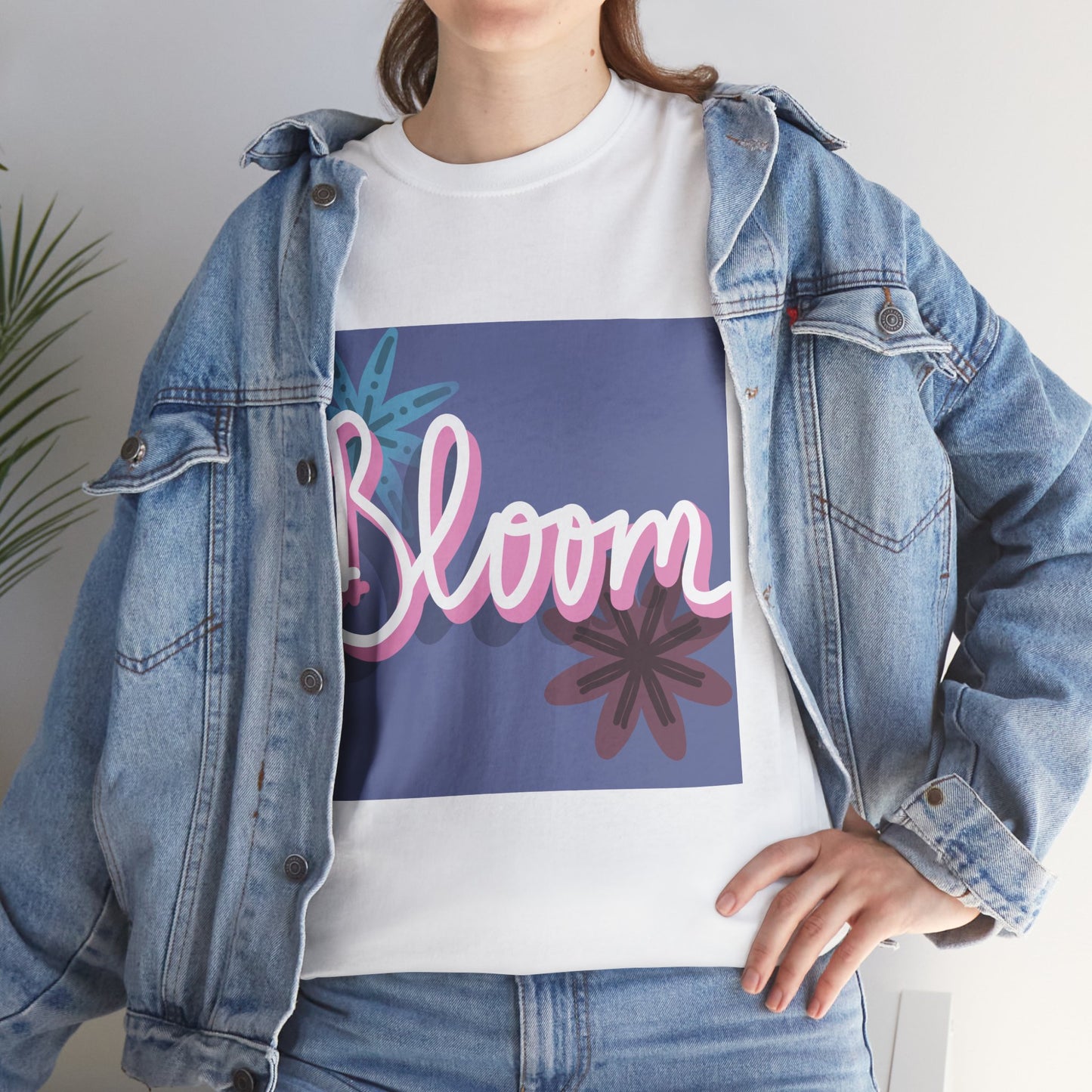 Purple Floral Bloom Unisex Heavy Cotton Tee