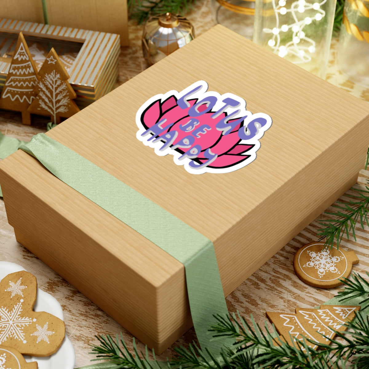 Lotus Be Happy Whimsical Kiss-Cut Sticker