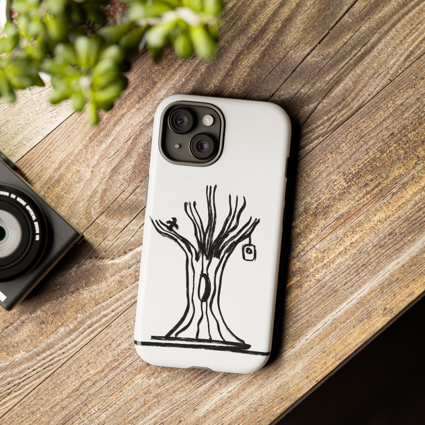 We are a Part of Nature, Monochrome Tree Hardcover Phone Case