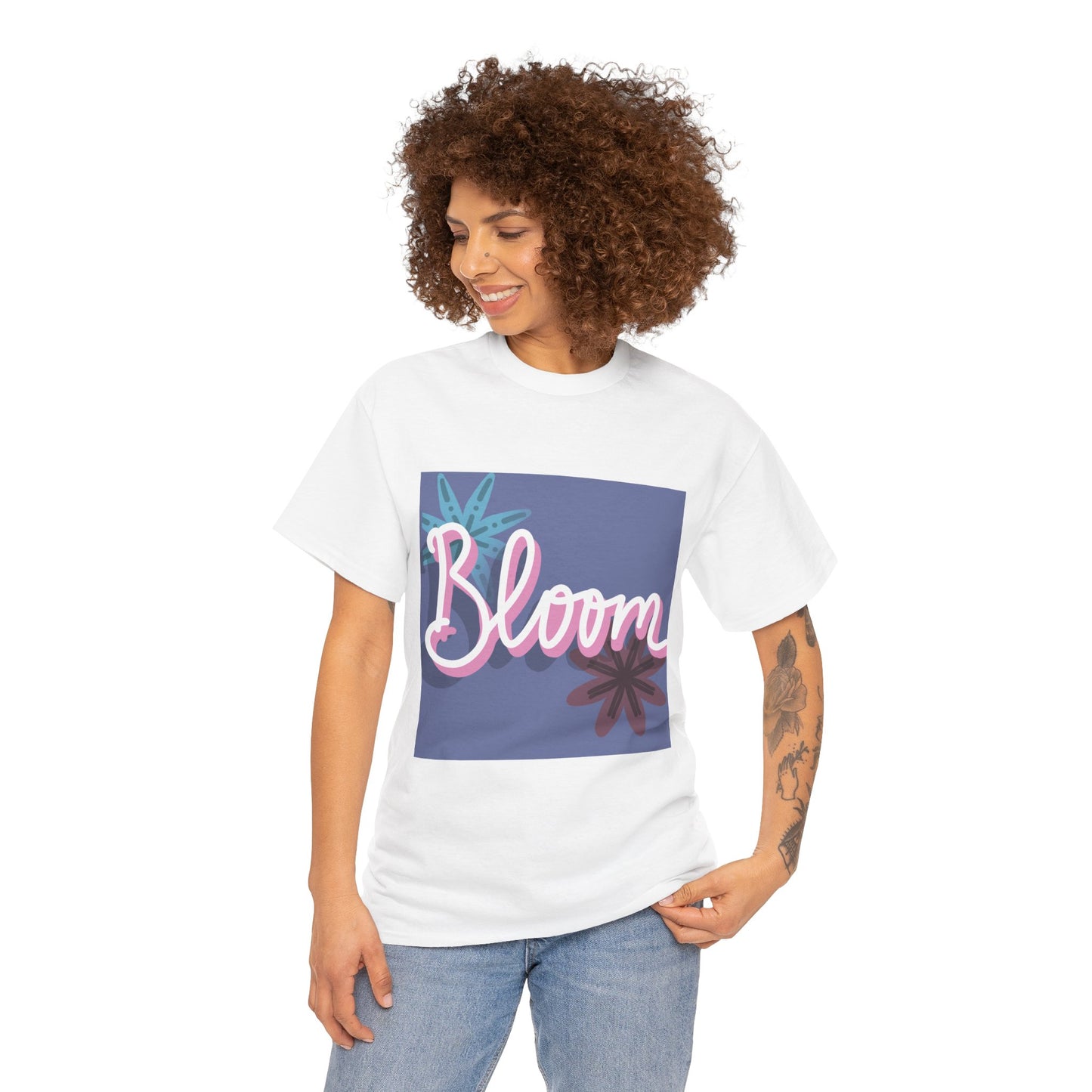 Purple Floral Bloom Unisex Heavy Cotton Tee