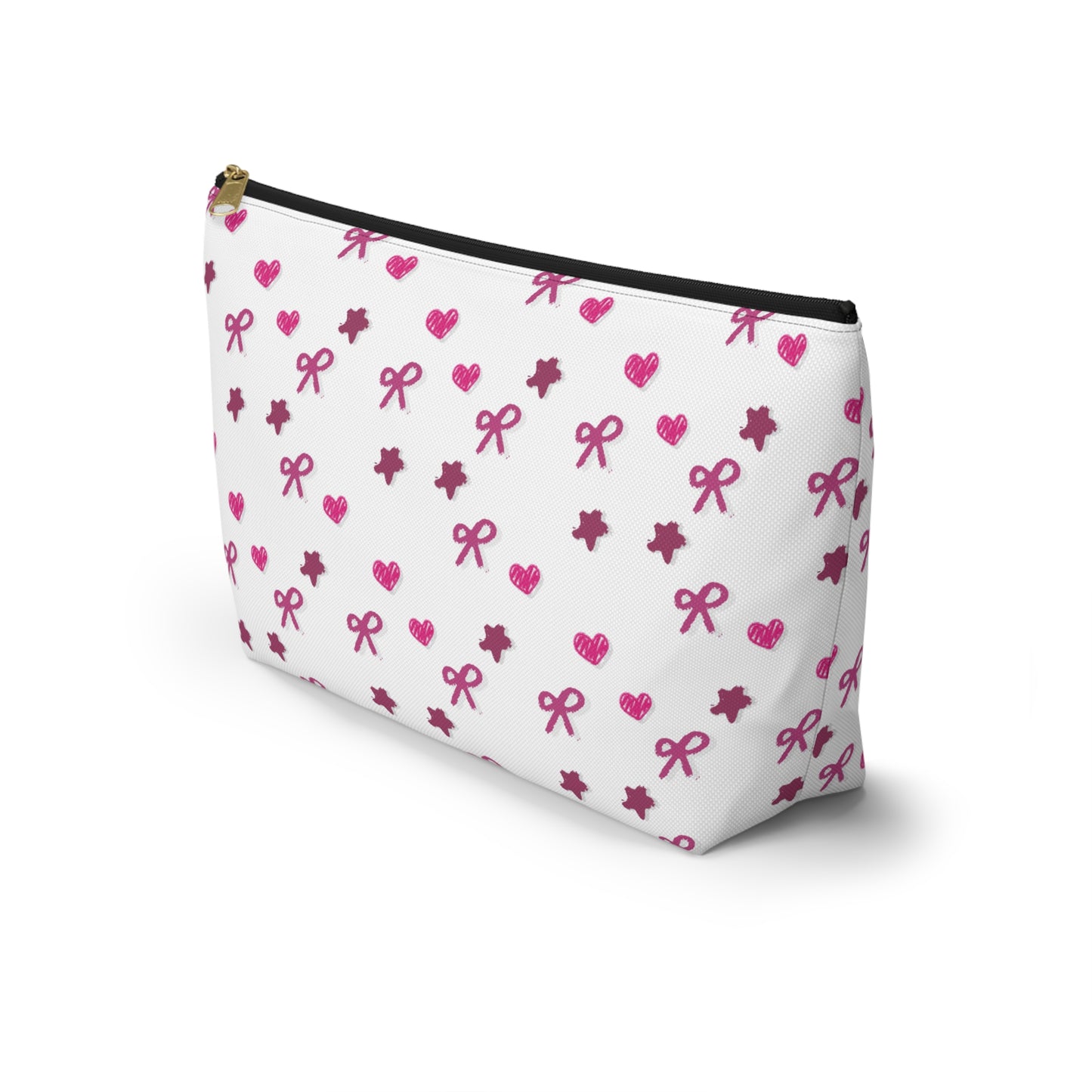 Pink Bows Hearts and Stars Accessory T-Bottom Pouch