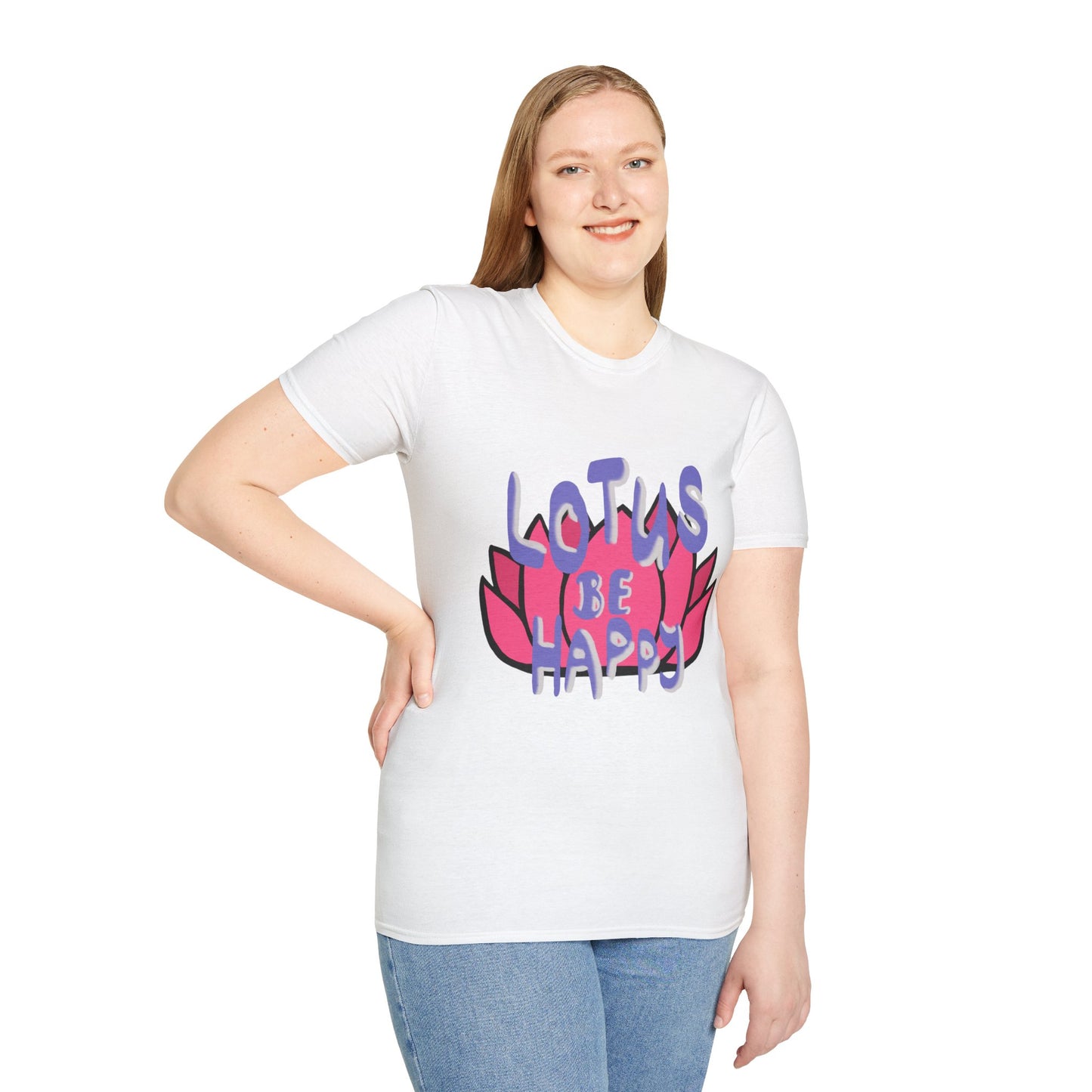 Lotus Be Happy Whimsical Unisex Soft Cotton Tee