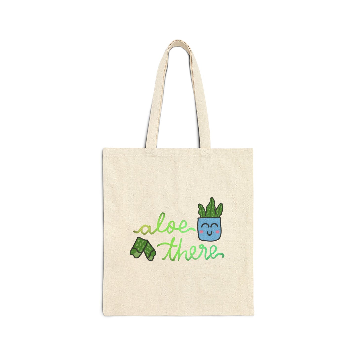 Aloe There Cute Art Print Cotton Canvas Tote Bag