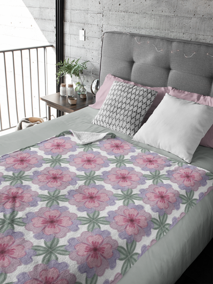 Aesthetic Flower Pattern Soft Deluxe Sherpa Fleece Blanket