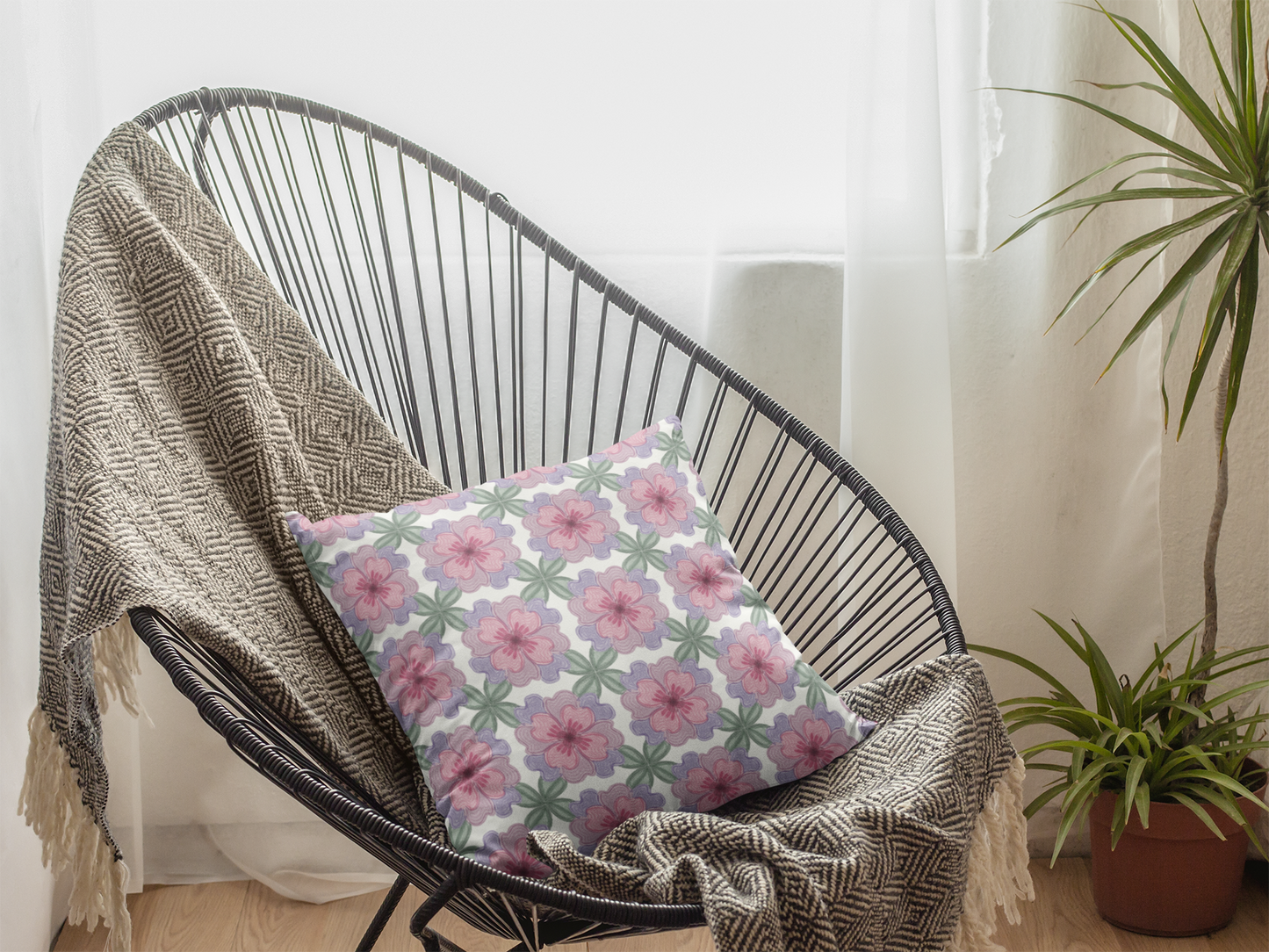 Aesthetic Floral Square Pillow