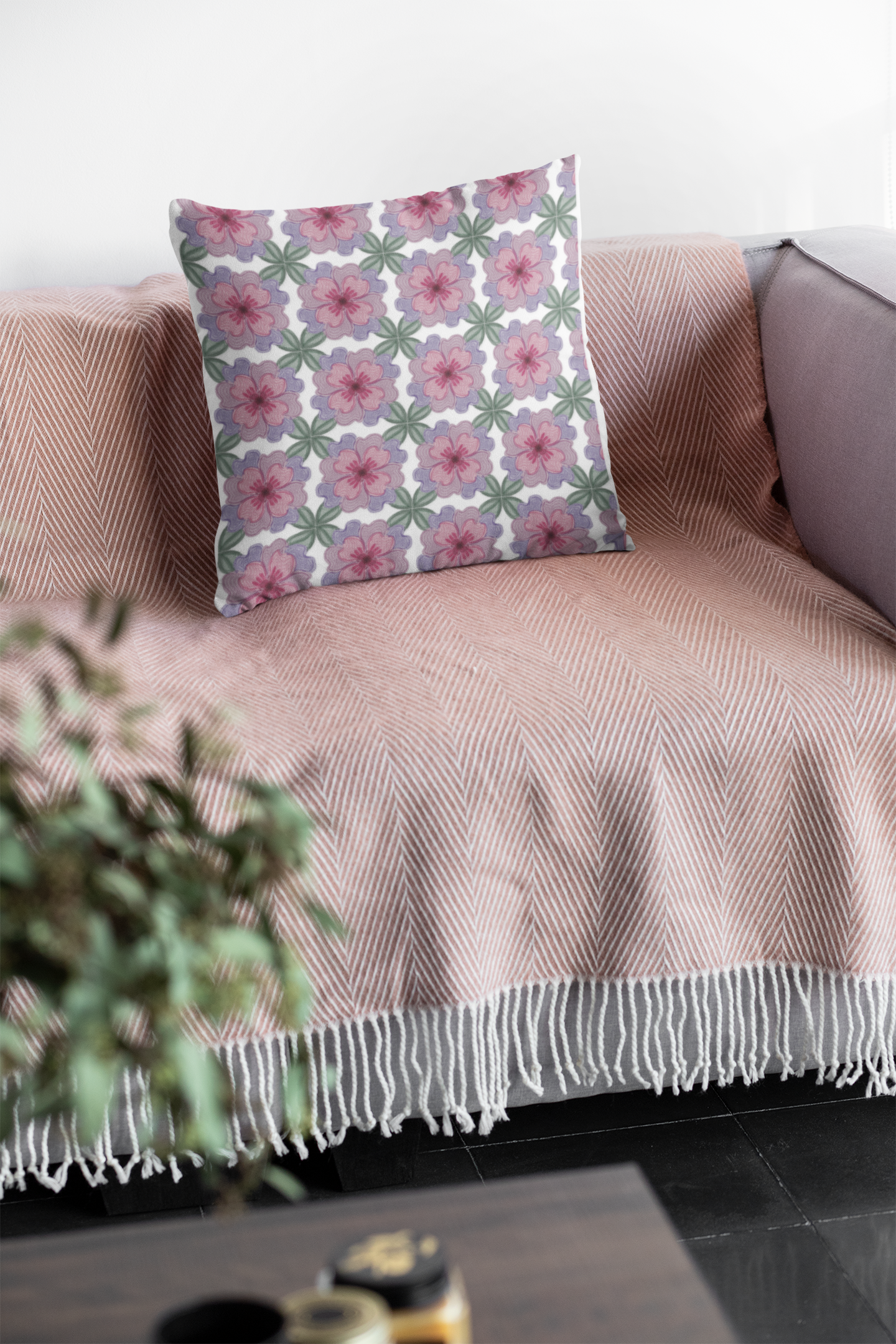 Aesthetic Floral Square Pillow