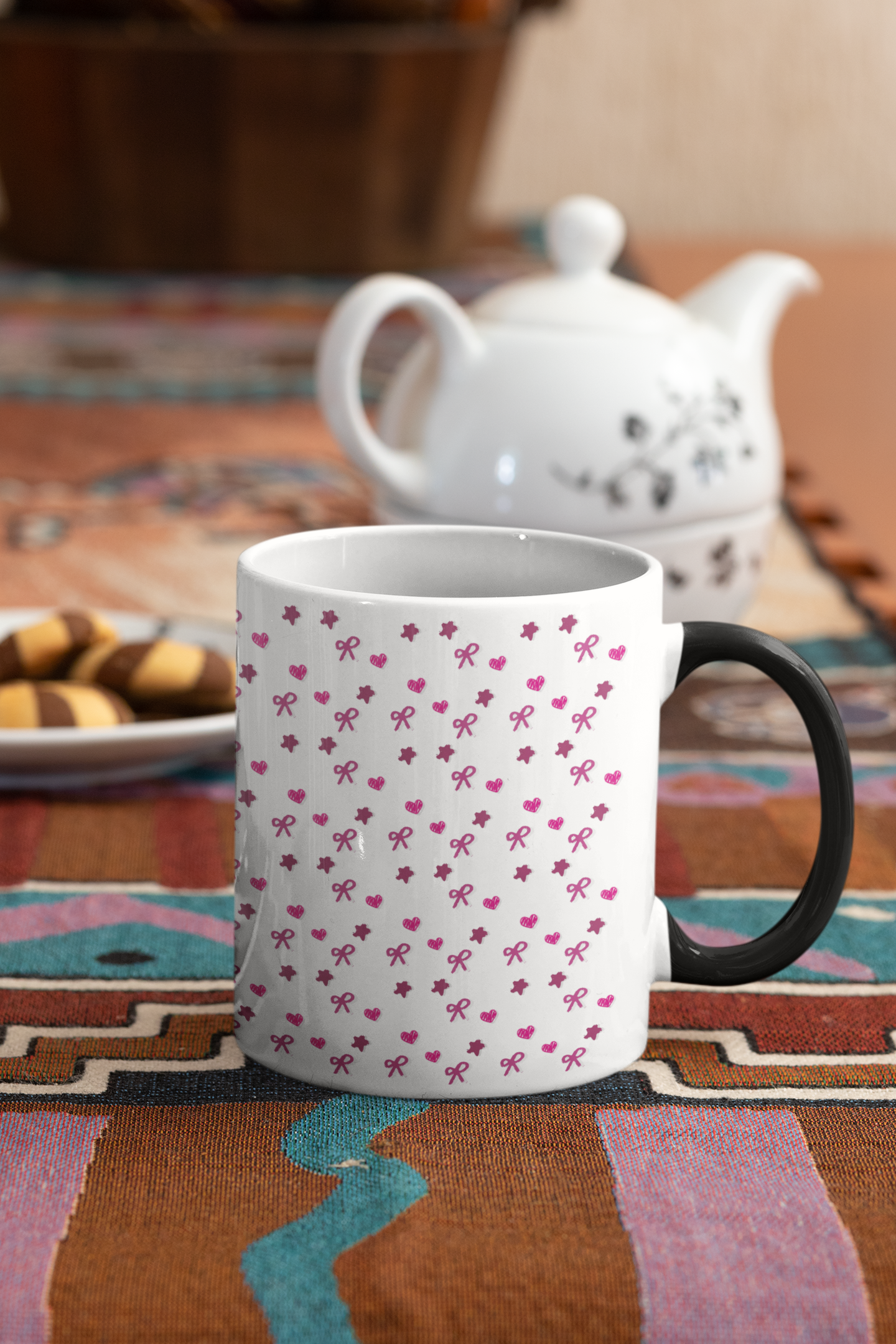 Pink Bow Heart Star Pattern Color-Changing Mug (11oz)