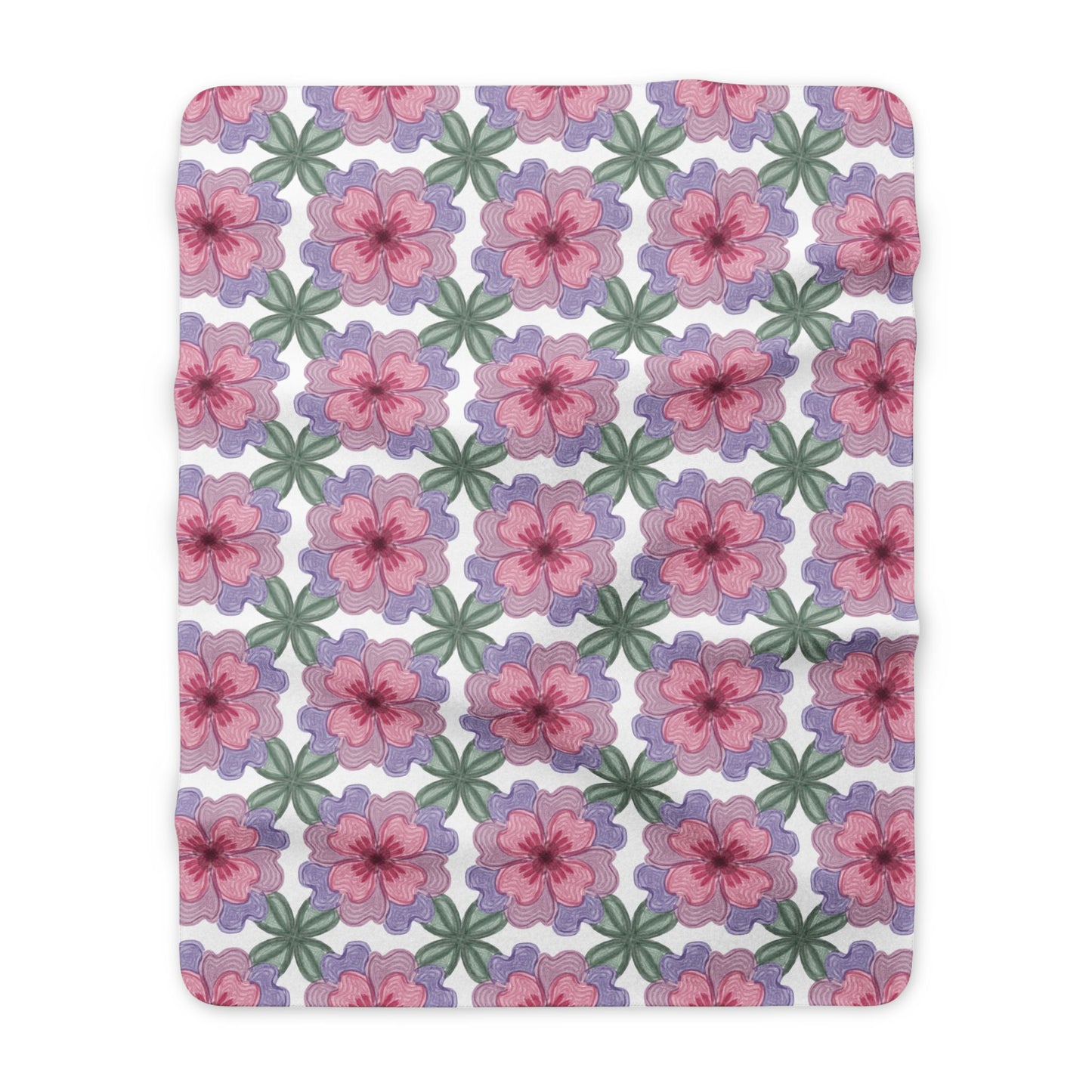 Soft Aesthetic Flower Pattern Deluxe Sherpa Fleece Blanket