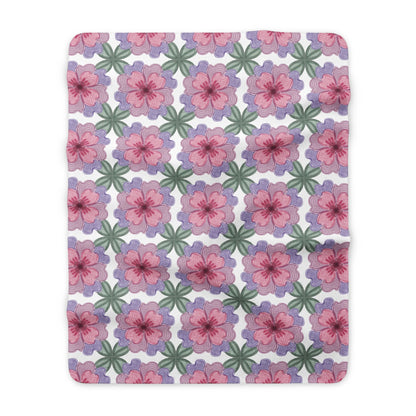 Aesthetic Flower Pattern Soft Deluxe Sherpa Fleece Blanket