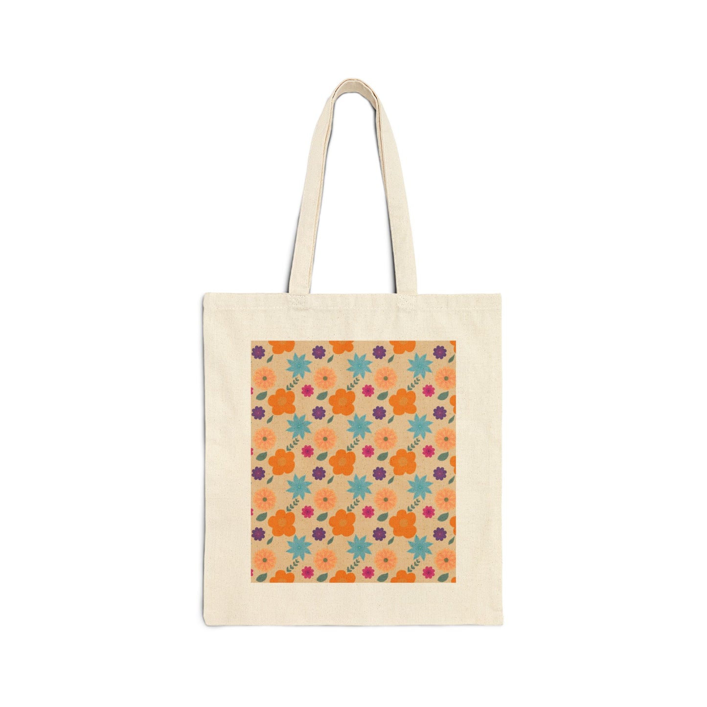 Aesthetic Floral Print Cotton Canvas Tote Bag