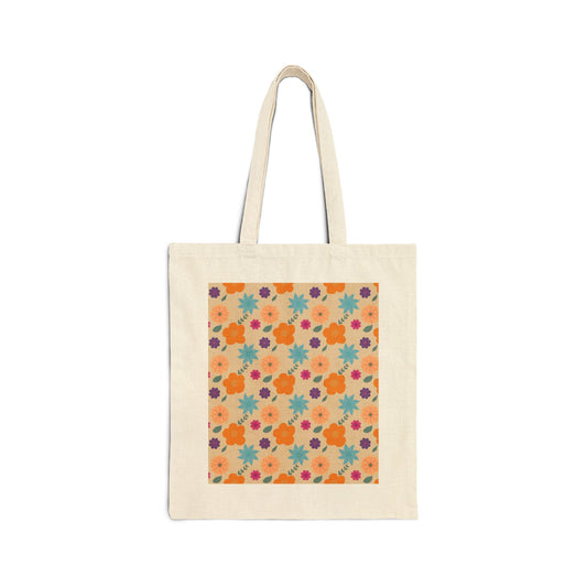Aesthetic Floral Print Cotton Canvas Tote Bag
