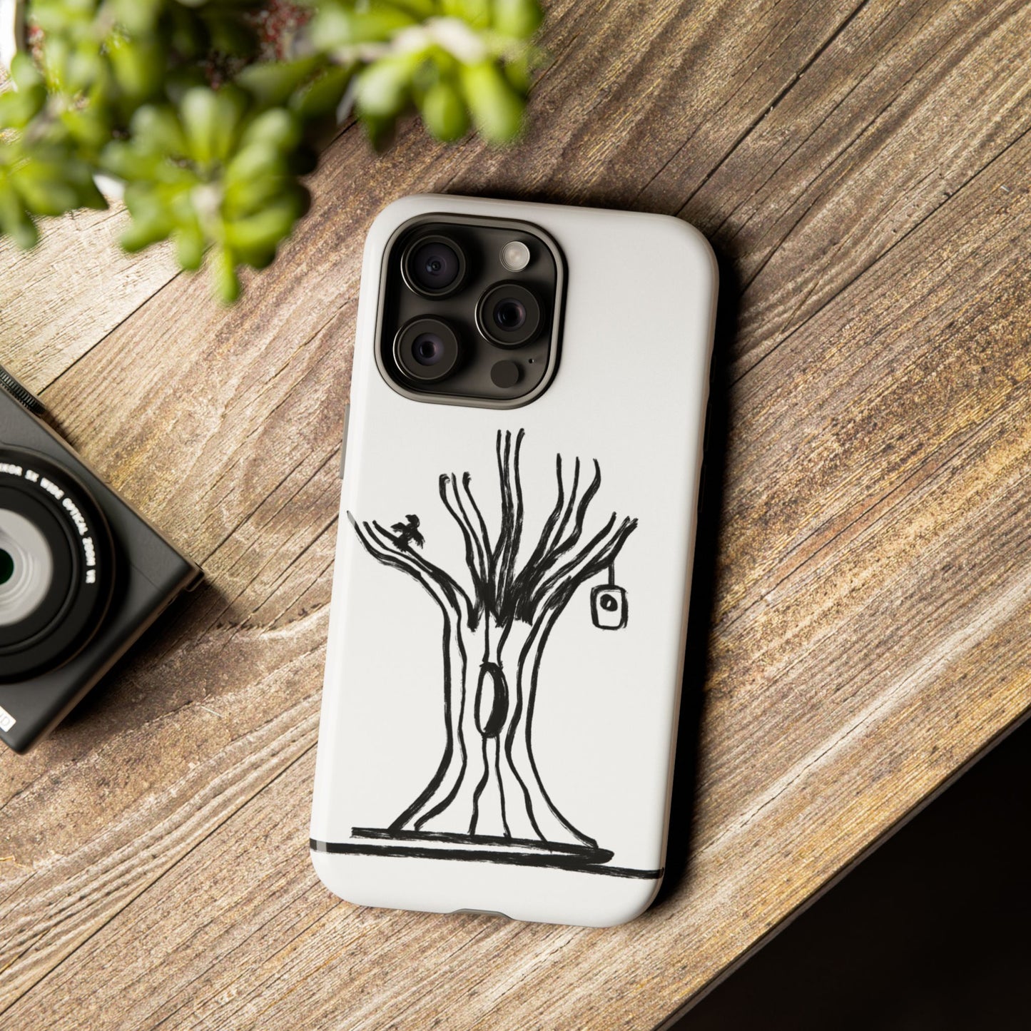 We are a Part of Nature, Monochrome Tree Hardcover Phone Case