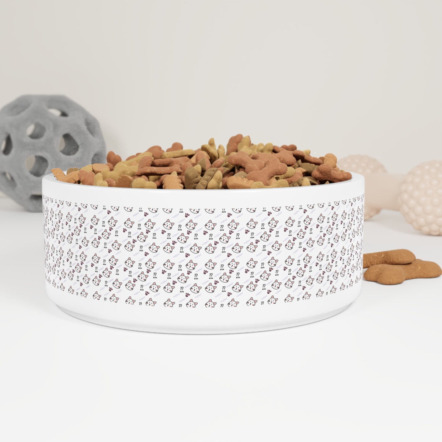 Cute Cat Pattern Ceramic Pet Bowl (Mascot Theme)