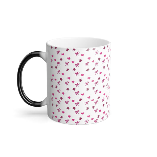 Pink Bow Heart Star Pattern Color-Changing Mug (11oz)