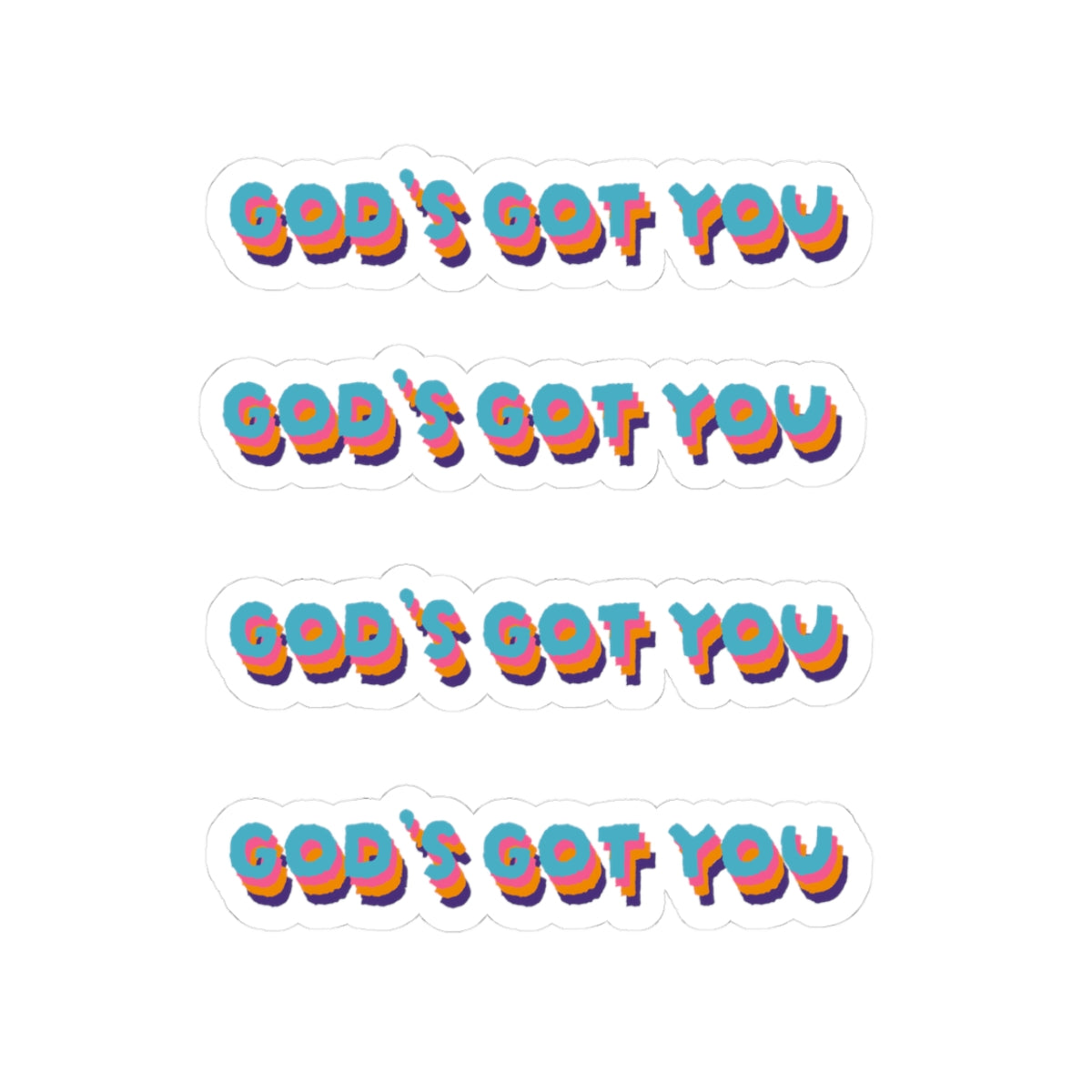 God's Got You Retro Rainbow Kiss-Cut Sticker