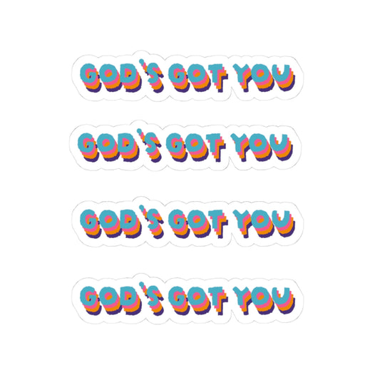 God's Got You Retro Rainbow Kiss-Cut Sticker