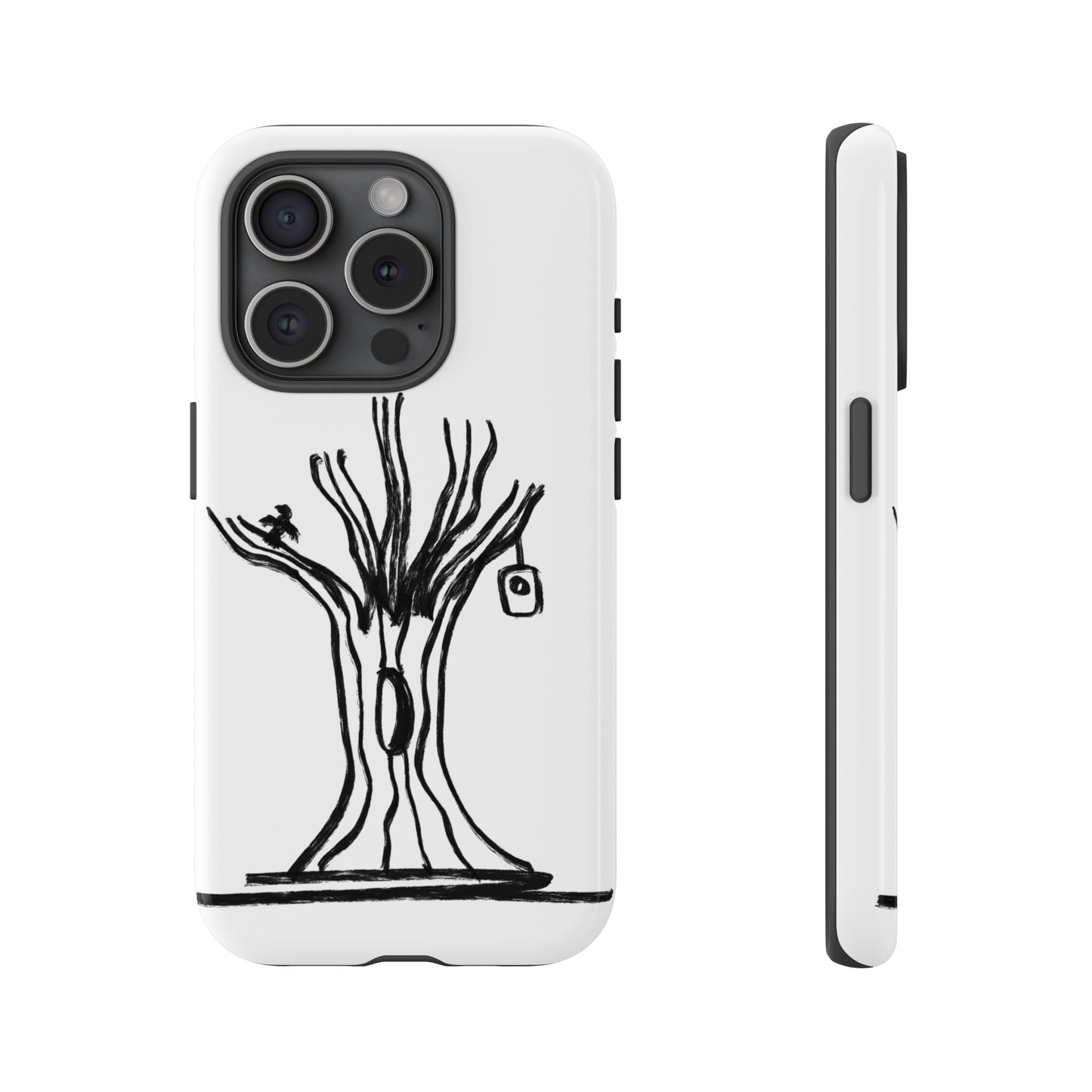 We are a Part of Nature, Monochrome Tree Hardcover Phone Case