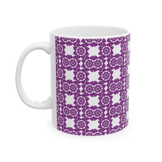 Aesthetic Purple Pattern Ceramic Mug, (11oz, 15oz)