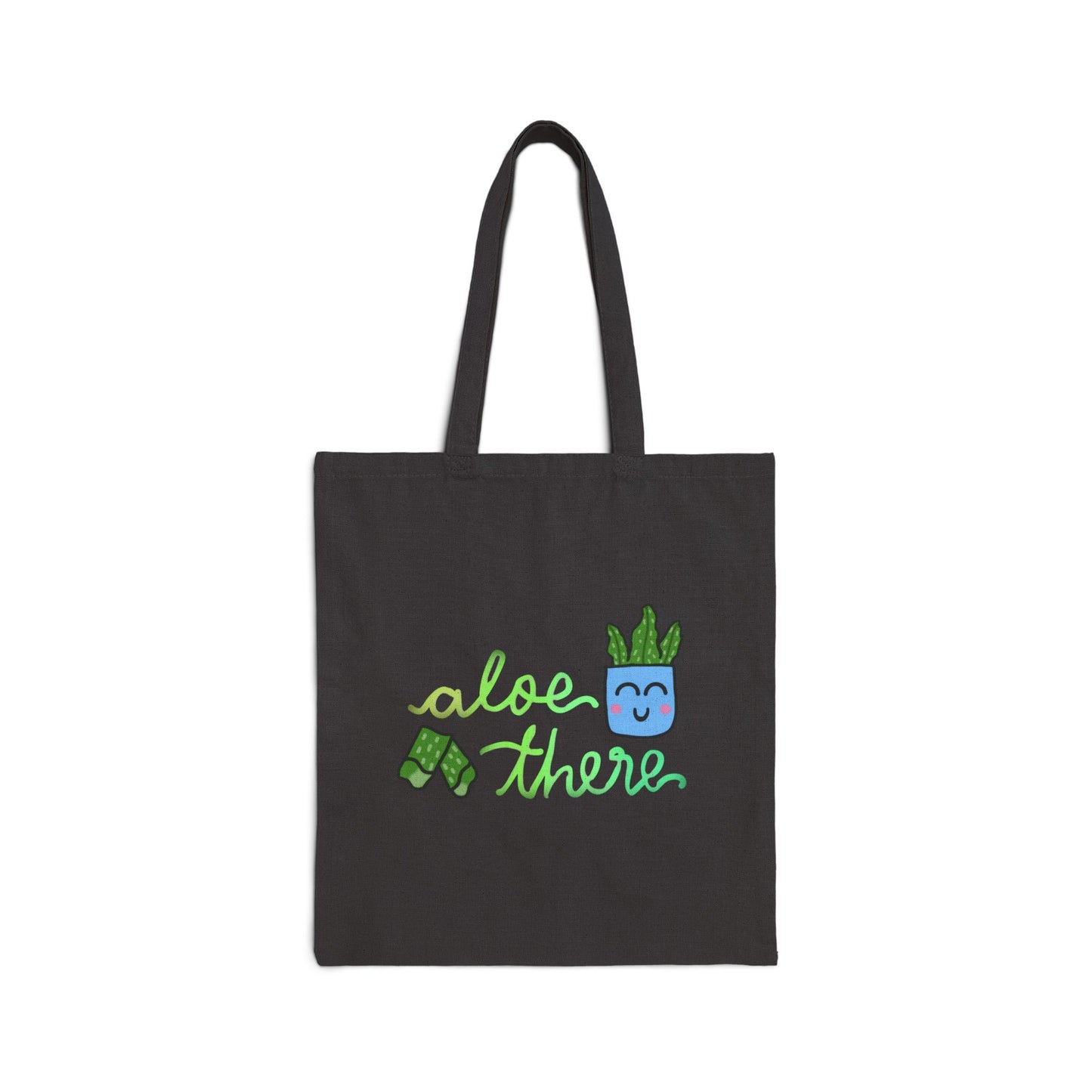 Aloe There Cute Art Print Cotton Canvas Tote Bag