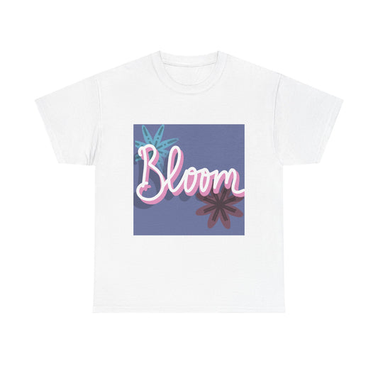 Purple Floral Bloom Unisex Heavy Cotton Tee